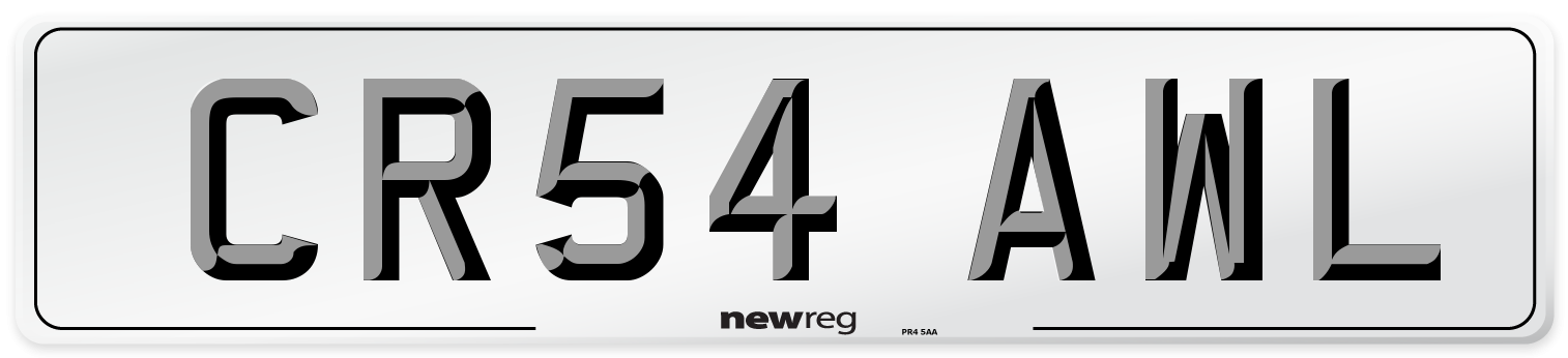 CR54 AWL Number Plate from New Reg